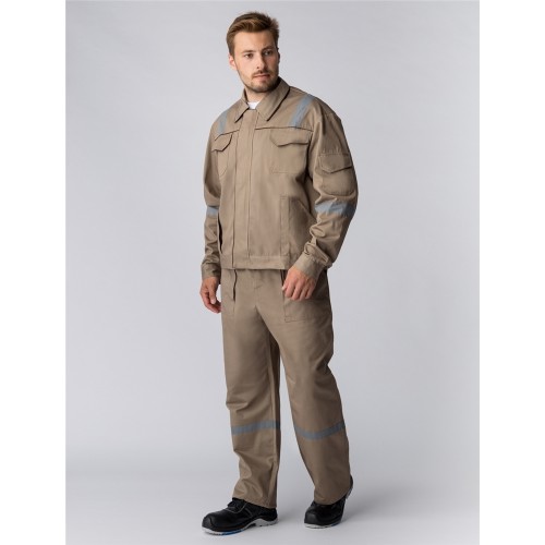 Костюм Респект (тк.Саржа,250) брюки, бежевый/коричневый Костюм Респект (тк.Саржа,250) брюки, бежевый/коричневый