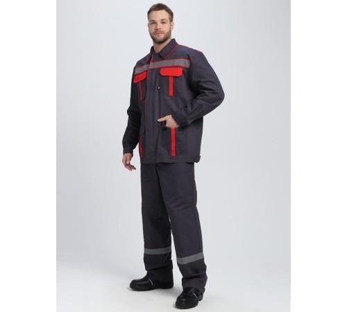 Костюм для ИТР СОП UZ (тк.Саржа,250) брюки, т.серый/красный Костюм для ИТР СОП UZ (тк.Саржа,250) брюки, т.серый/красный