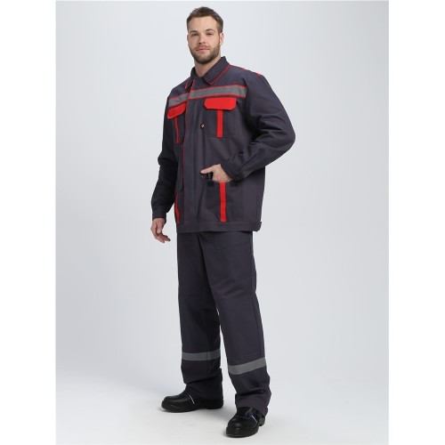 Костюм для ИТР СОП UZ (тк.Саржа,250) брюки, т.серый/красный Костюм для ИТР СОП UZ (тк.Саржа,250) брюки, т.серый/красный