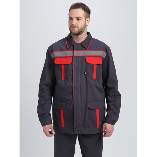 Костюм для ИТР СОП UZ (тк.Саржа,250) брюки, т.серый/красный Костюм для ИТР СОП UZ (тк.Саржа,250) брюки, т.серый/красный