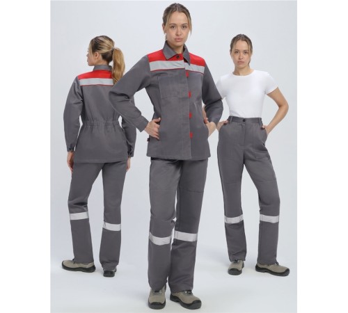 Костюм женский Весна-1 СОП NEW (тк.Смесовая,210) брюки, т.серый/красный Костюм женский Весна-1 СОП NEW (тк.Смесовая,210) брюки, т.серый/красный
