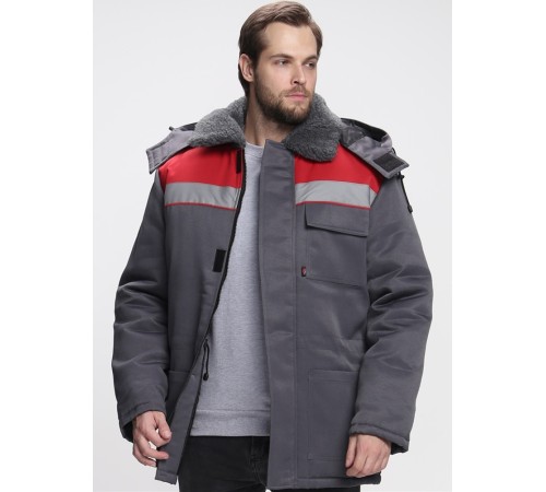 Куртка зимняя для бригадира NEW (тк.Смесовая,210), т.серый/красный Куртка зимняя для бригадира NEW (тк.Смесовая,210), т.серый/красный