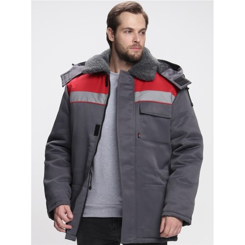 Куртка зимняя для бригадира NEW (тк.Смесовая,210), т.серый/красный Куртка зимняя для бригадира NEW (тк.Смесовая,210), т.серый/красный