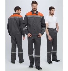 Костюм Лигор-1 СОП (тк.Смесовая,210) брюки, т.серый/оранжевый