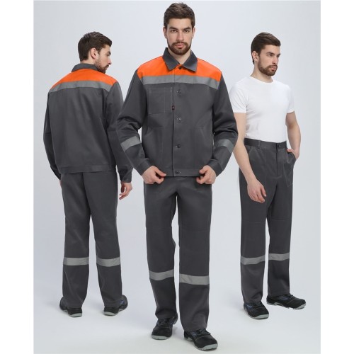 Костюм Лигор-1 СОП (тк.Смесовая,210) брюки, т.серый/оранжевый