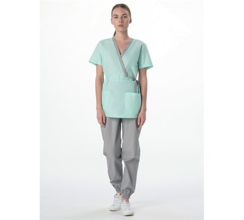 Костюм женский Симпл-001 (тк.Смесовая,120) MedLine, серый/мятный Костюм женский Симпл-001 (тк.Смесовая,120) MedLine, серый/мятный