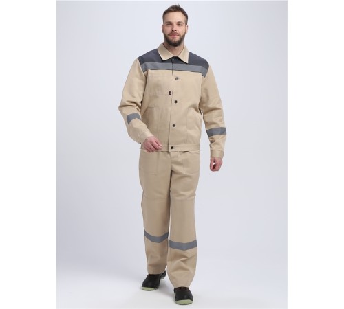 Костюм Лигор-1 СОП (тк.Смесовая,210) брюки, бежевый/т.серый