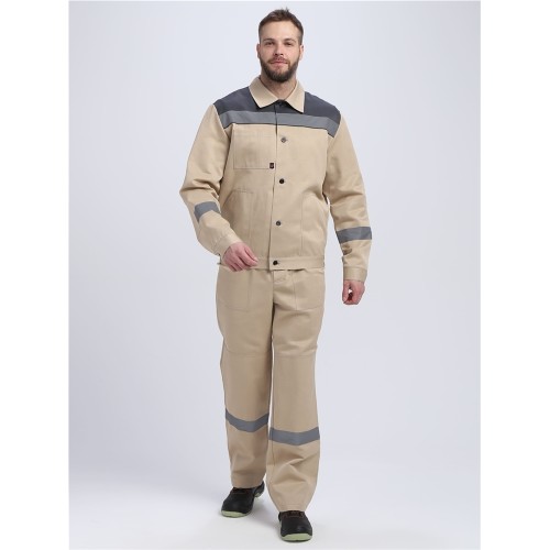 Костюм Лигор-1 СОП (тк.Смесовая,210) брюки, бежевый/т.серый Костюм Лигор-1 СОП (тк.Смесовая,210) брюки, бежевый/т.серый