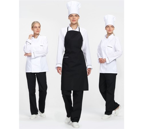 Костюм женский повара Гурман (тк.ТиСи), белый/черный Костюм женский повара Гурман (тк.ТиСи), белый/черный