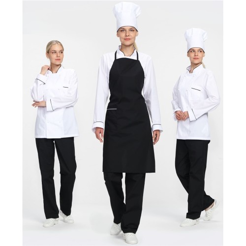 Костюм женский повара Гурман (тк.ТиСи), белый/черный Костюм женский повара Гурман (тк.ТиСи), белый/черный