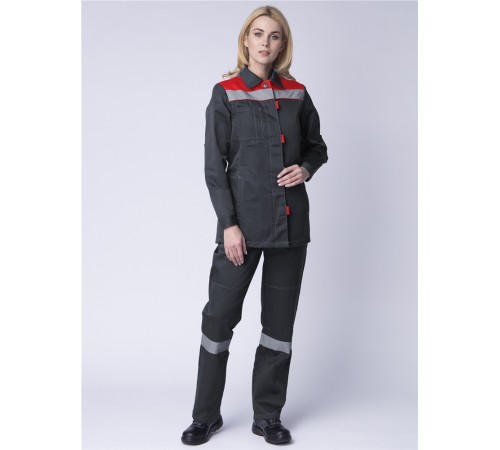 Костюм женский Весна-2 СОП NEW (тк.Смесовая,210) п/к, т.серый/красный