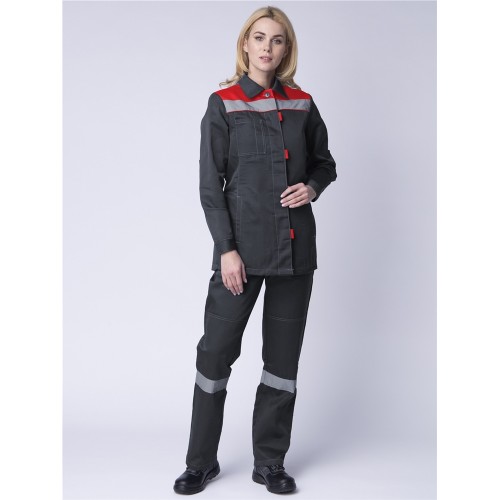 Костюм женский Весна-2 СОП NEW (тк.Смесовая,210) п/к, т.серый/красный Костюм женский Весна-2 СОП NEW (тк.Смесовая,210) п/к, т.серый/красный