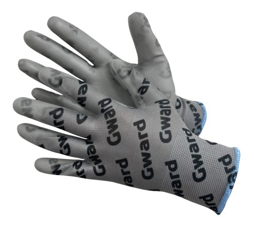 PU-G with GWARD LOGOS Перчатки из полиэстера серого цвета полиуретановым покрытием с логотипирован PU-G with GWARD LOGOS Перчатки из полиэстера серого цвета полиуретановым покрытием с логотипирован