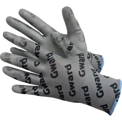 PU-G with GWARD LOGOS Перчатки из полиэстера серого цвета полиуретановым покрытием с логотипирован