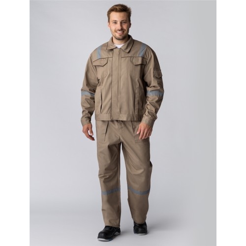 Костюм Респект (тк.Саржа,250) брюки, бежевый/коричневый Костюм Респект (тк.Саржа,250) брюки, бежевый/коричневый
