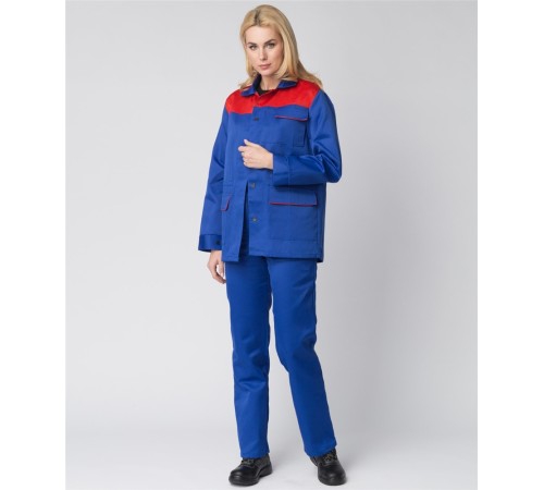 Костюм женский (тк.Смесовая,210) брюки, васильковый/красный Костюм женский (тк.Смесовая,210) брюки, васильковый/красный
