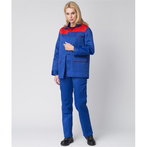 Костюм женский (тк.Смесовая,210) брюки, васильковый/красный Костюм женский (тк.Смесовая,210) брюки, васильковый/красный