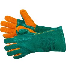 Green Welder Краги из спилка зеленого цвета с усилением, прошиты огнеупорной нитью