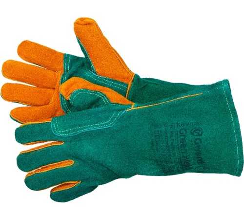 Green Welder Краги из спилка зеленого цвета с усилением, прошиты огнеупорной нитью Green Welder Краги из спилка зеленого цвета с усилением, прошиты огнеупорной нитью