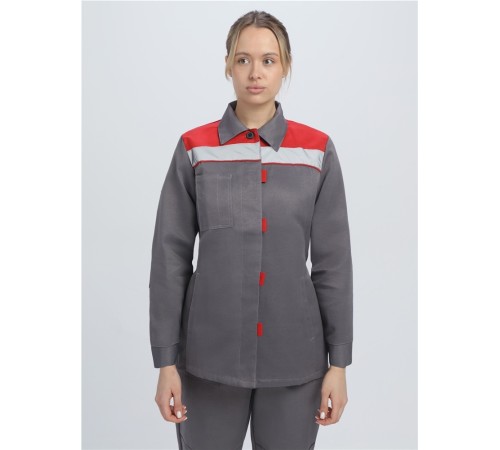Костюм женский Весна-1 СОП NEW (тк.Смесовая,210) брюки, т.серый/красный Костюм женский Весна-1 СОП NEW (тк.Смесовая,210) брюки, т.серый/красный