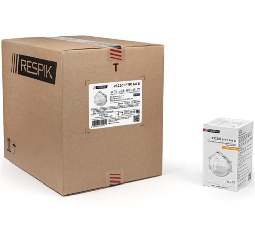 Респиратор чашеобразный RESPIK® RS2201 без клапана, FFP1 (20 шт) Респиратор чашеобразный RESPIK® RS2201 без клапана, FFP1 (20 шт)