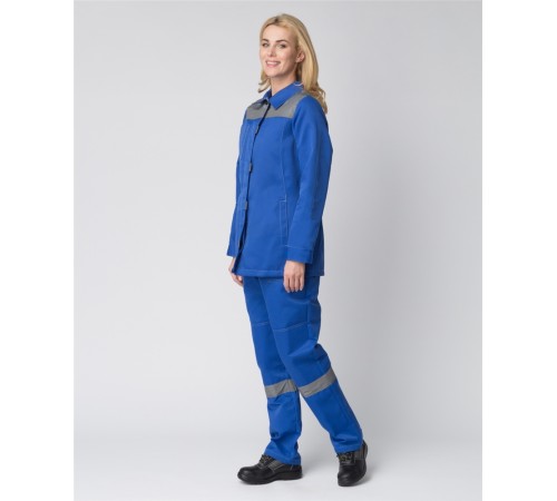 Костюм женский Весна-1 СОП NEW (тк.Смесовая,210) брюки, васильковый/серый Костюм женский Весна-1 СОП NEW (тк.Смесовая,210) брюки, васильковый/серый