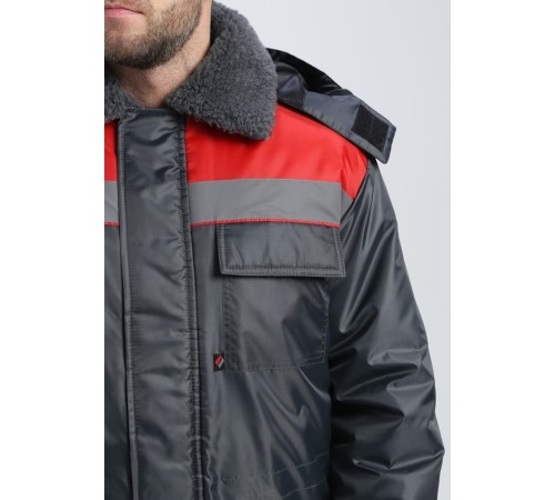 Куртка зимняя для бригадира NEW (тк.Оксфорд), т.серый/красный Куртка зимняя для бригадира NEW (тк.Оксфорд), т.серый/красный