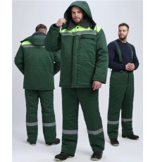 Костюм зимний Труженик-Ультра-1 СОП (тк.Смесовая,210) брюки, т.зеленый/лимонный
