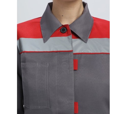 Костюм женский Весна-1 СОП NEW (тк.Смесовая,210) брюки, т.серый/красный Костюм женский Весна-1 СОП NEW (тк.Смесовая,210) брюки, т.серый/красный