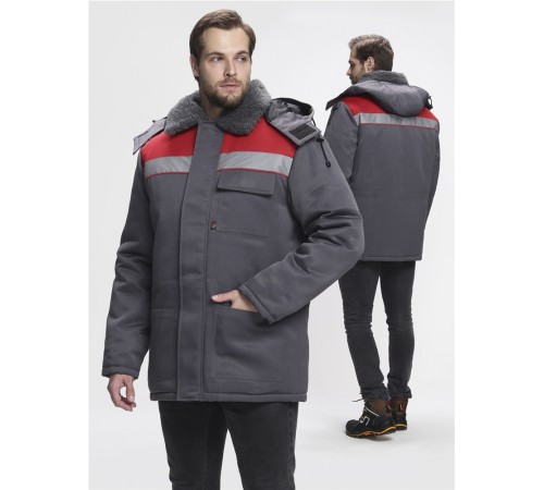 Куртка зимняя для бригадира NEW (тк.Смесовая,210), т.серый/красный Куртка зимняя для бригадира NEW (тк.Смесовая,210), т.серый/красный