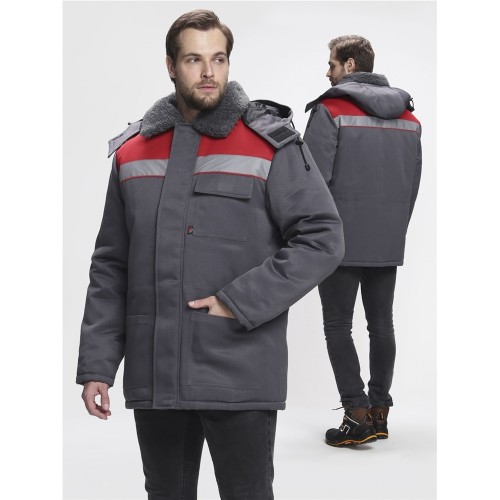 Куртка зимняя для бригадира NEW (тк.Смесовая,210), т.серый/красный Куртка зимняя для бригадира NEW (тк.Смесовая,210), т.серый/красный