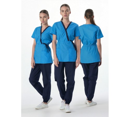 Костюм женский Симпл-001 (тк.Смесовая,120) MedLine, т.синий/ярко-голубой Костюм женский Симпл-001 (тк.Смесовая,120) MedLine, т.синий/ярко-голубой