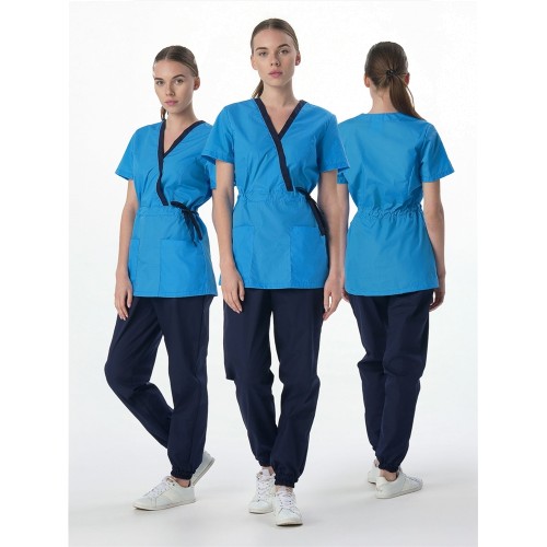 Костюм женский Симпл-001 (тк.Смесовая,120) MedLine, т.синий/ярко-голубой Костюм женский Симпл-001 (тк.Смесовая,120) MedLine, т.синий/ярко-голубой