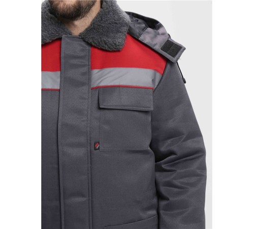 Куртка зимняя для бригадира NEW (тк.Смесовая,210), т.серый/красный Куртка зимняя для бригадира NEW (тк.Смесовая,210), т.серый/красный