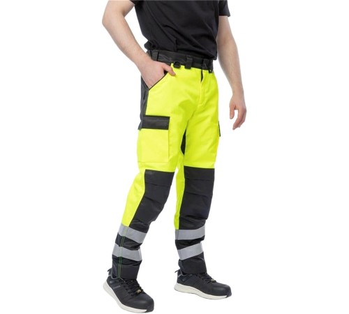 Брюки сигнальные Brodeks KS313, цвет жёлтый, чёрный Брюки сигнальные Brodeks KS313, цвет жёлтый, чёрный