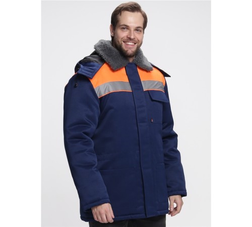 Куртка зимняя для бригадира NEW (тк.Смесовая,210), т.синий/оранжевый Куртка зимняя для бригадира NEW (тк.Смесовая,210), т.синий/оранжевый
