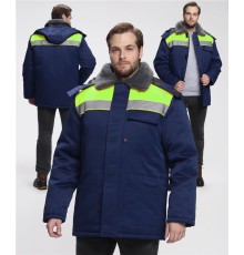 Куртка зимняя для бригадира NEW (тк.Смесовая,210), т.синий/лимонный