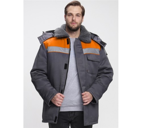Куртка зимняя для бригадира NEW (тк.Смесовая,210), т.серый/оранжевый Куртка зимняя для бригадира NEW (тк.Смесовая,210), т.серый/оранжевый
