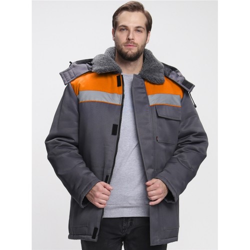 Куртка зимняя для бригадира NEW (тк.Смесовая,210), т.серый/оранжевый Куртка зимняя для бригадира NEW (тк.Смесовая,210), т.серый/оранжевый