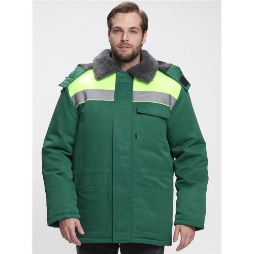 Куртка зимняя для бригадира NEW (тк.Смесовая,210), зеленый/лимонный