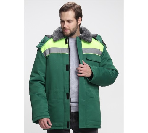 Куртка зимняя для бригадира NEW (тк.Смесовая,210), зеленый/лимонный Куртка зимняя для бригадира NEW (тк.Смесовая,210), зеленый/лимонный
