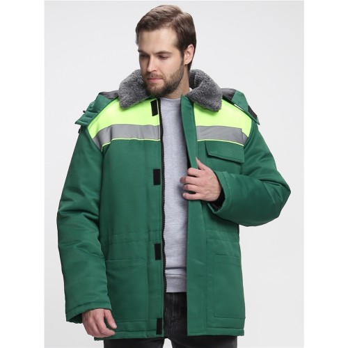 Куртка зимняя для бригадира NEW (тк.Смесовая,210), зеленый/лимонный