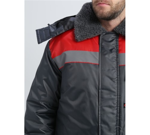 Куртка зимняя для бригадира NEW (тк.Оксфорд), т.серый/красный Куртка зимняя для бригадира NEW (тк.Оксфорд), т.серый/красный