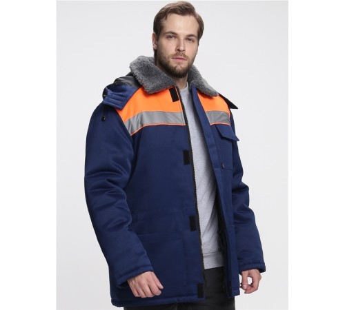 Куртка зимняя для бригадира NEW (тк.Смесовая,210), т.синий/оранжевый Куртка зимняя для бригадира NEW (тк.Смесовая,210), т.синий/оранжевый