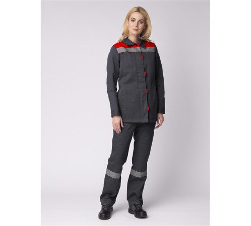 Костюм женский Весна-1 СОП CH (тк.Смесовая,210) брюки, т.серый/красный Костюм женский Весна-1 СОП CH (тк.Смесовая,210) брюки, т.серый/красный