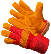 Ural Zima Перчатки комбинированные из спилка оранжевого цвета, утеплитель мех-мутон Ural Zima Перчатки комбинированные из спилка оранжевого цвета, утеплитель мех-мутон