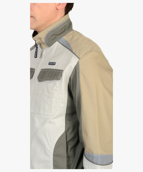 Костюм СИРИУС-КАСПИЙ куртка, п/к, молочный с оливой, песочным и СОП