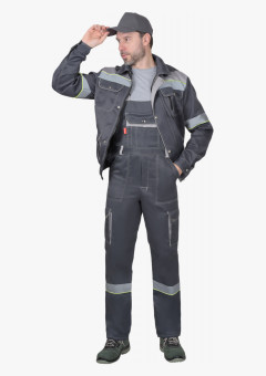 Костюм СИРИУС-ТИТАН куртка, п/к серый со св.серым и СОП и лимонным кантом