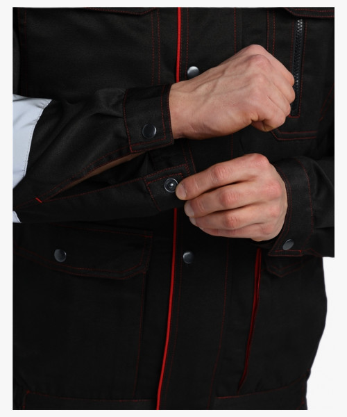 Костюм Нейч-2 СОП с капюшоном (тк.Смесовая,210) п/к, черный/красный