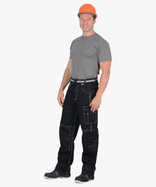 Брюки СИРИУС-ПРЕСТИЖ мужские летние черные, кант СВМ